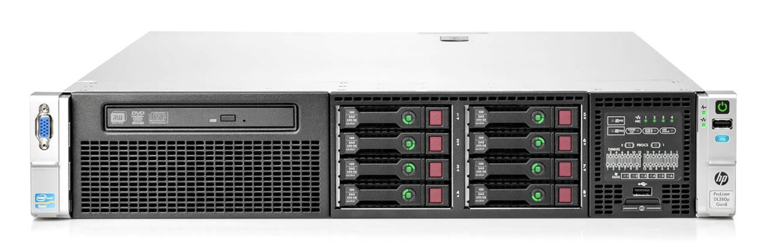 Подробное фото Сервер HP Proliant DL380P G8 Xeon 2x E5-2640 48Gb 10600R DDR3 8x noHDD 2.5" SAS RAID p420i, 512Mb 2xPSU 460W