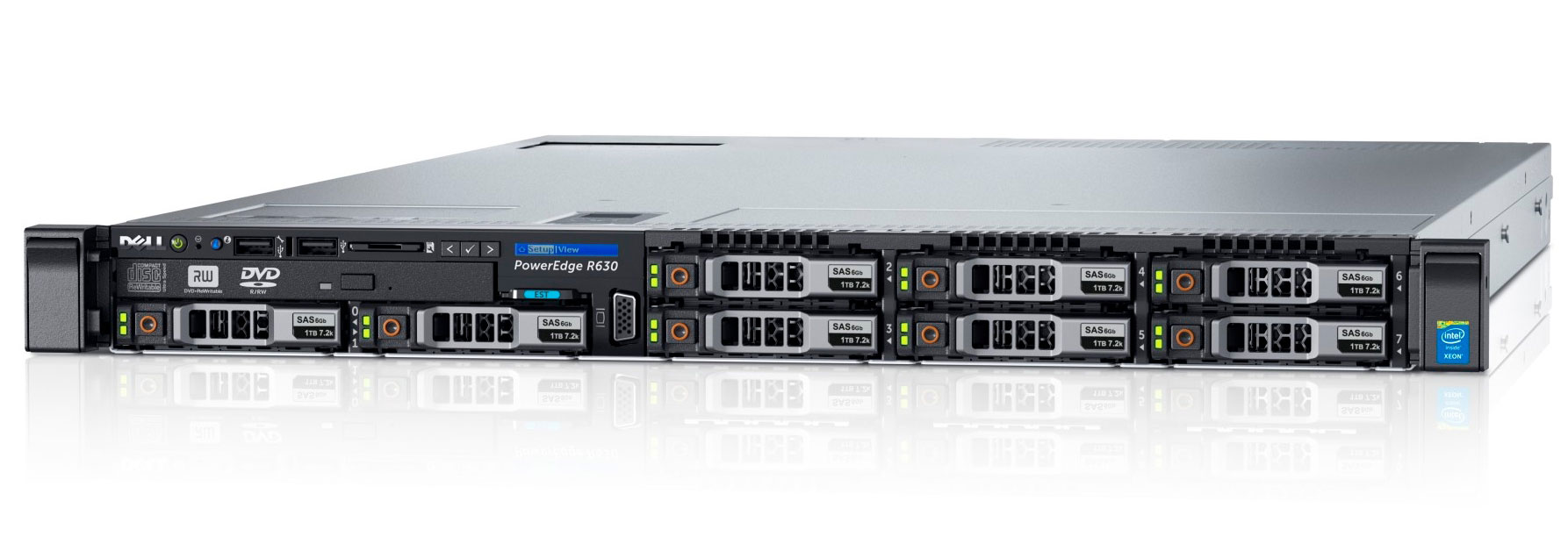 Подробное фото Сервер DELL PowerEdge R630 2x Xeon E5-2670v3 192Gb 2133P DDR4 8x noHDD 2.5" SAS RAID Perc H730, 1024Mb, DVD, 2*PSU
