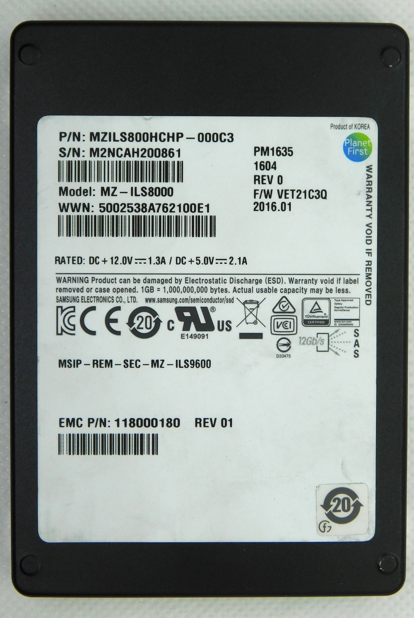 Твердотельный диск SSD 2,5" 800Gb SAS 12G Samsung PM1635