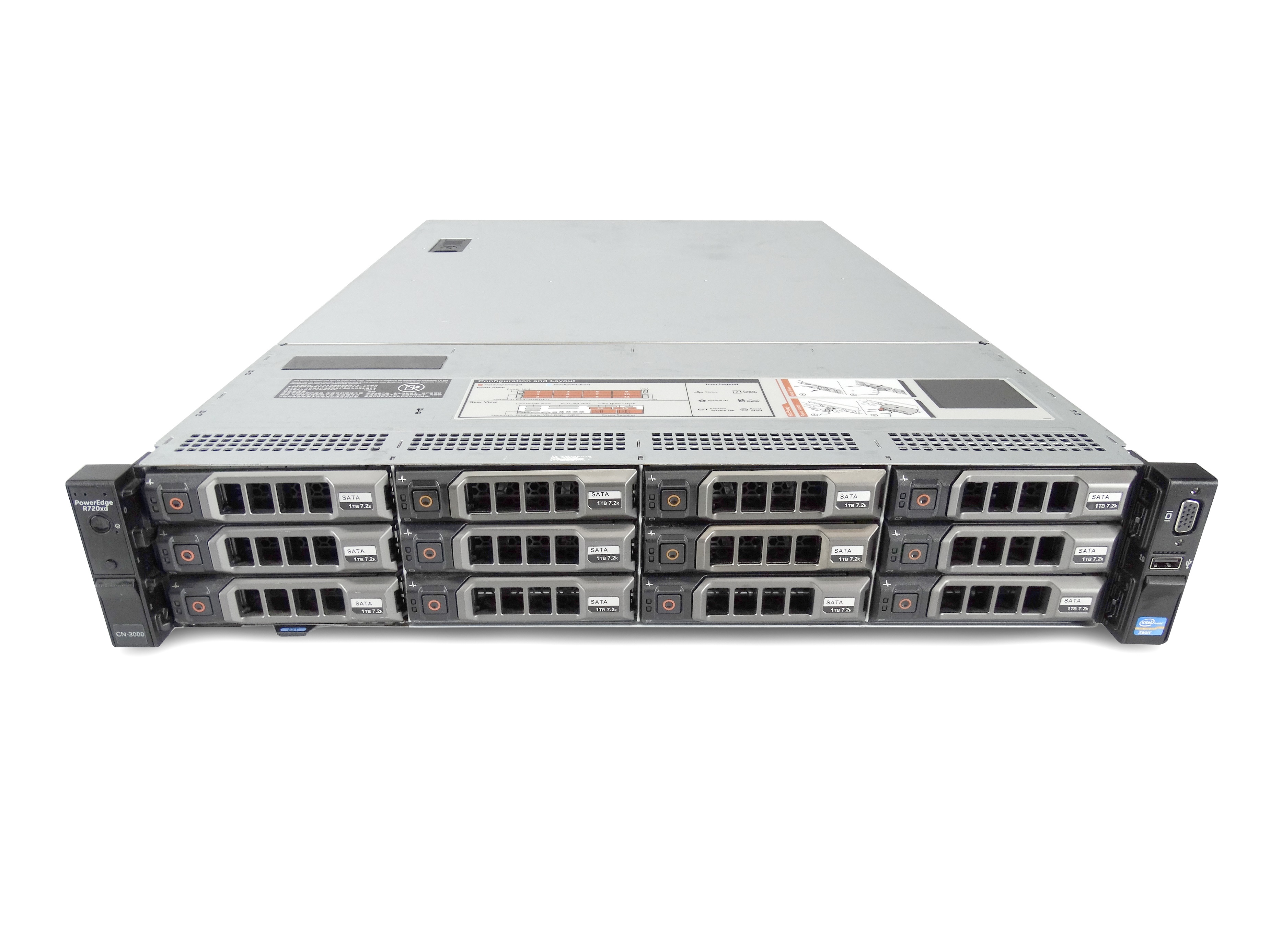 Подробное фото Сервер DELL PowerEdge R720xd 2x E5-2697v2 256Gb 10600R DDR3 12x noHDD 3.5" SAS RAID Perc H710 mini, 512Mb, 2*PSU 750W