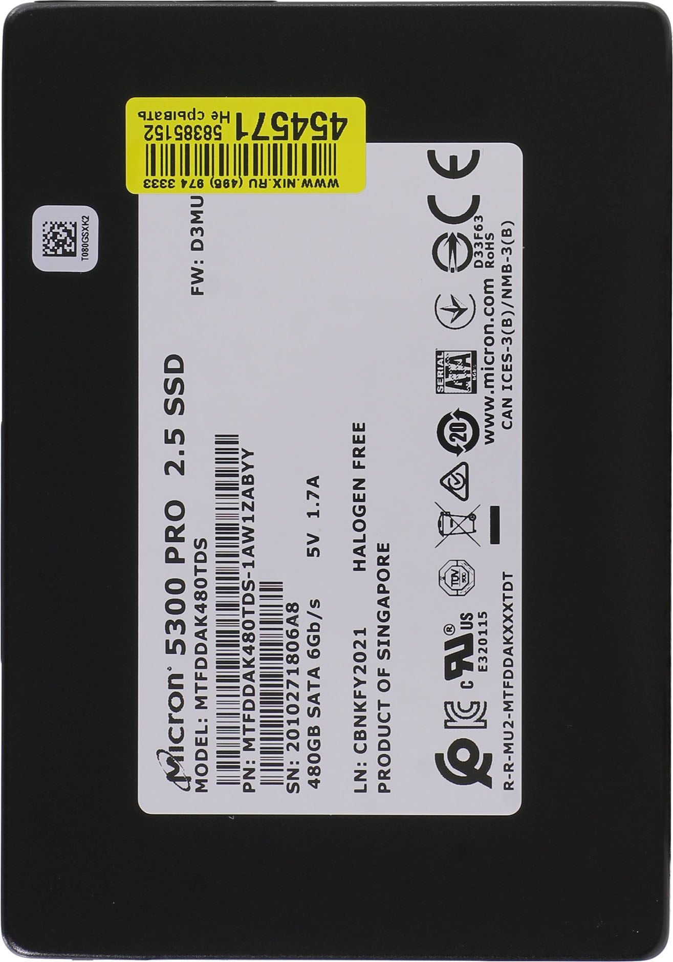 SSD 2,5" Мiсron  480Gb SATA 6G 